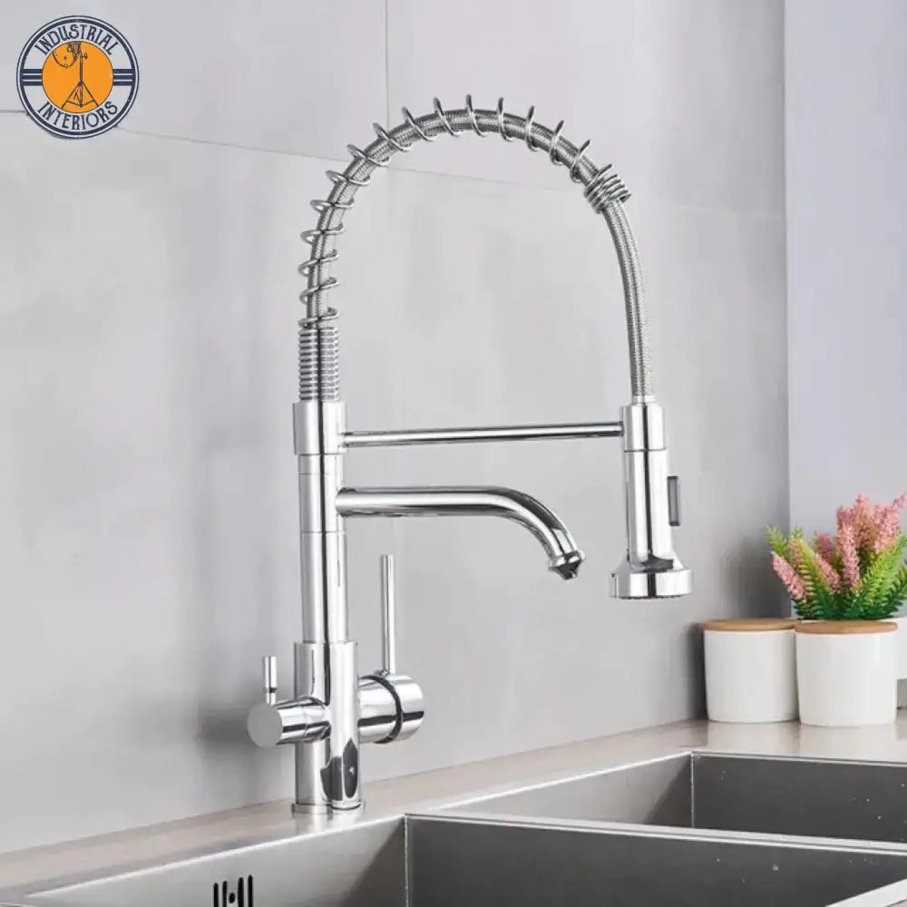 Hot And Cold Drinking Water Pull Out Kitchen Mixer Crane Purification