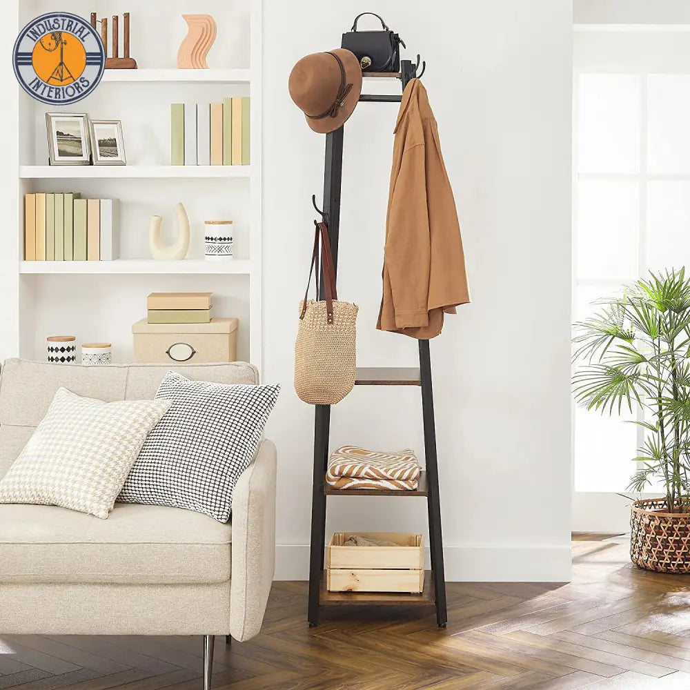 Industrial Coat Stand With 3 Shelves