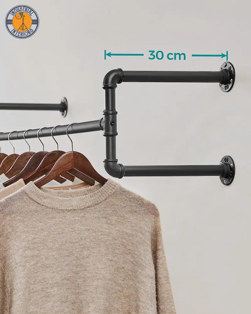 Industrial Design Clothes Rail Set Of 2 Wall Mounted