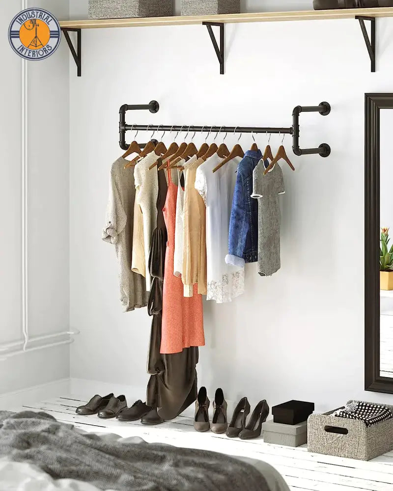 Industrial Design Clothes Rail Set Of 2 Wall Mounted