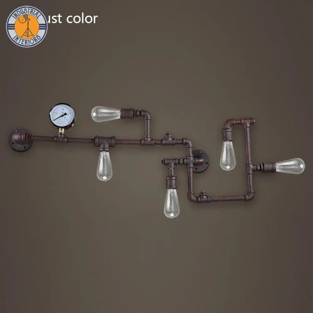 Industrial Led Wall Light Vintage Water Pipe Lighting Fixtures Iron Rust Loft Light