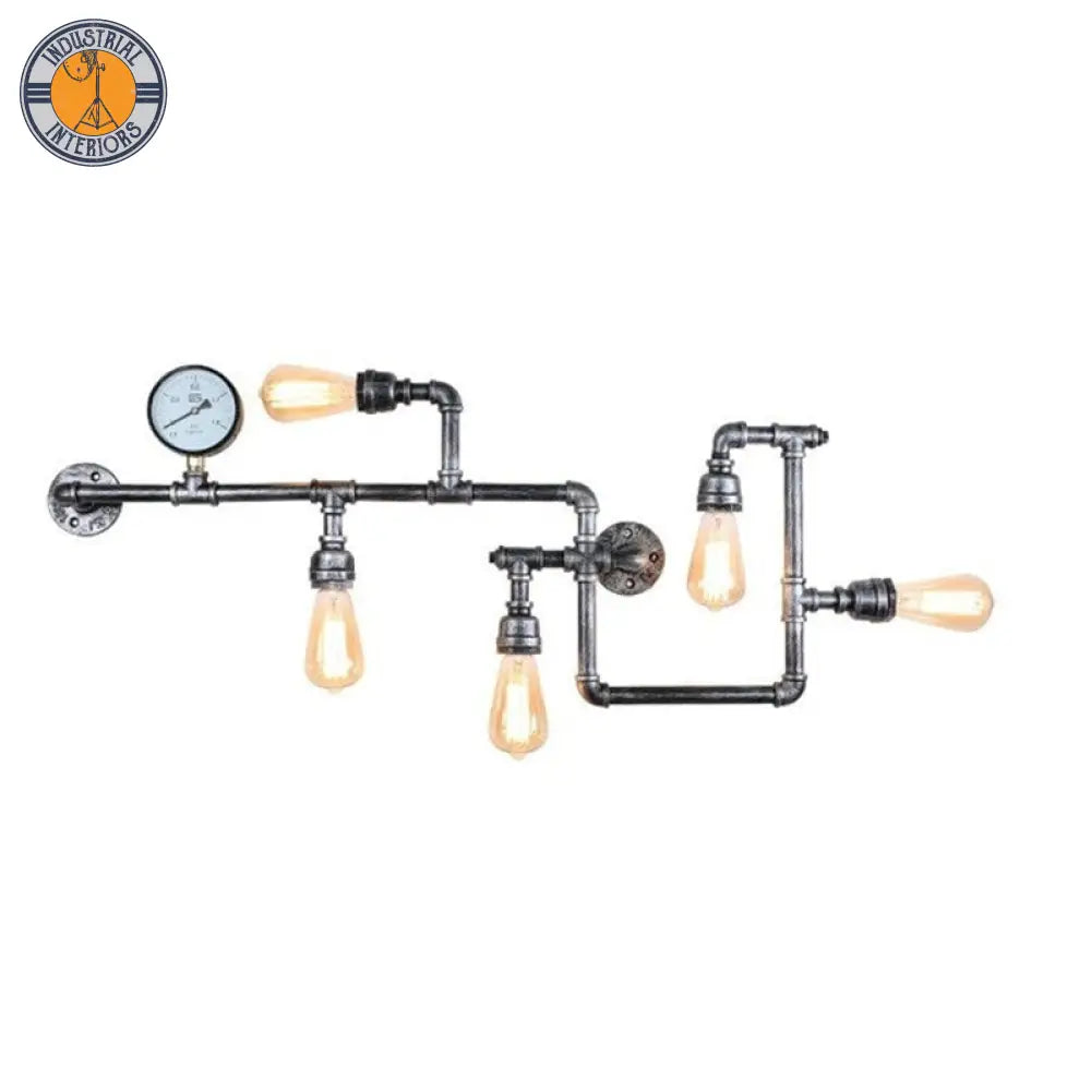 Industrial Led Wall Light Vintage Water Pipe Lighting Fixtures Silver Loft Light