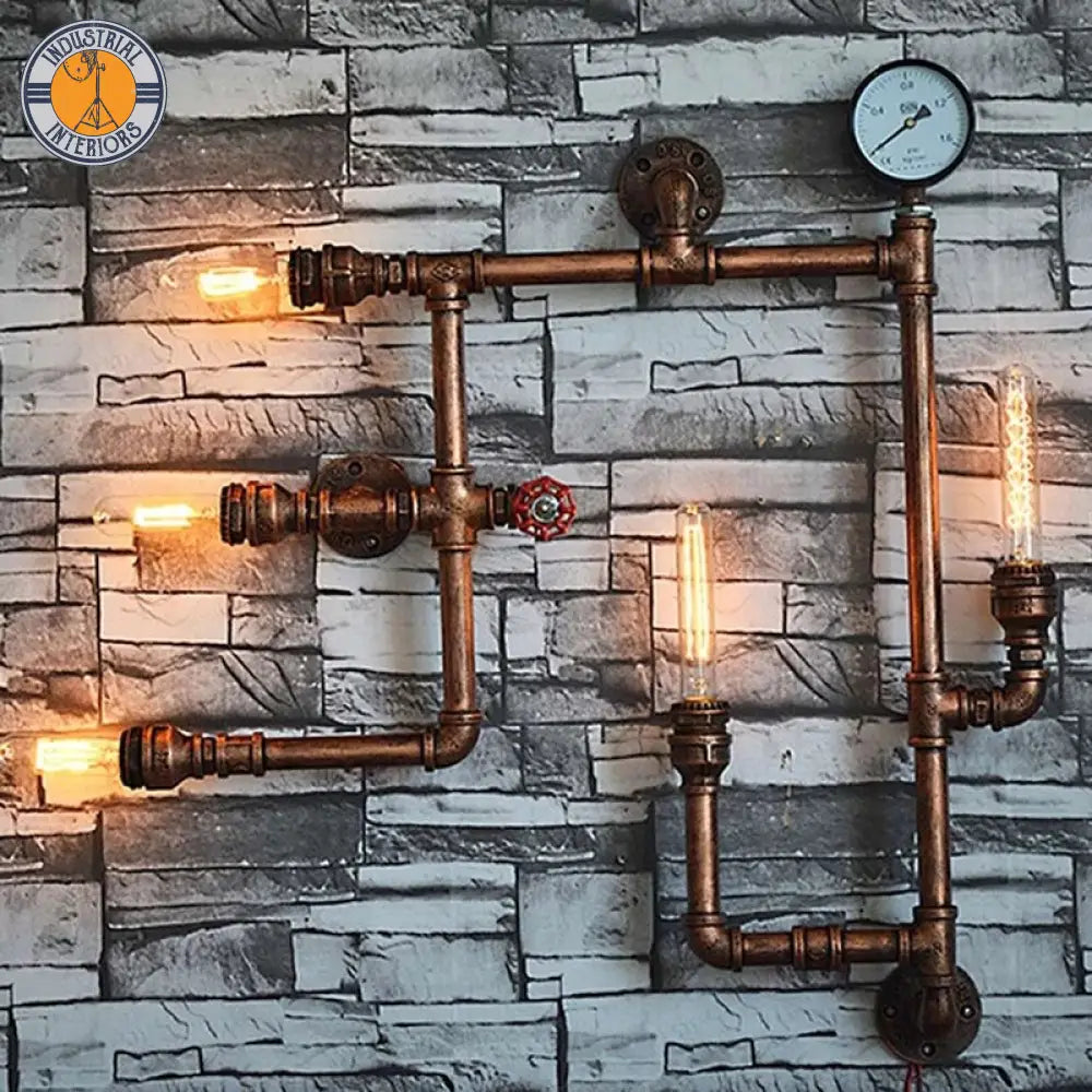 Industrial Led Wall Light Vintage Water Pipe Lighting Fixtures Sku5 Copper Loft Light