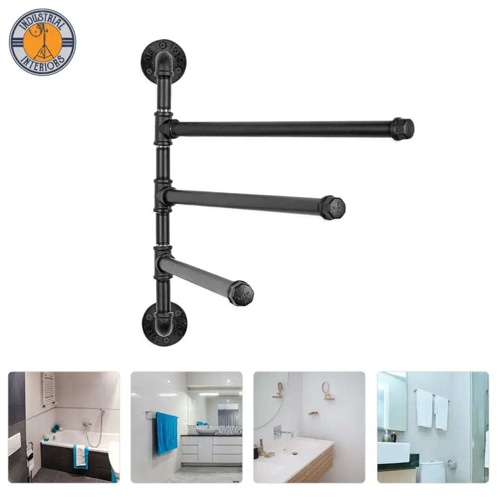 Industrial Rail Arm Wall Swivel Towel Hanging Shelf Holder