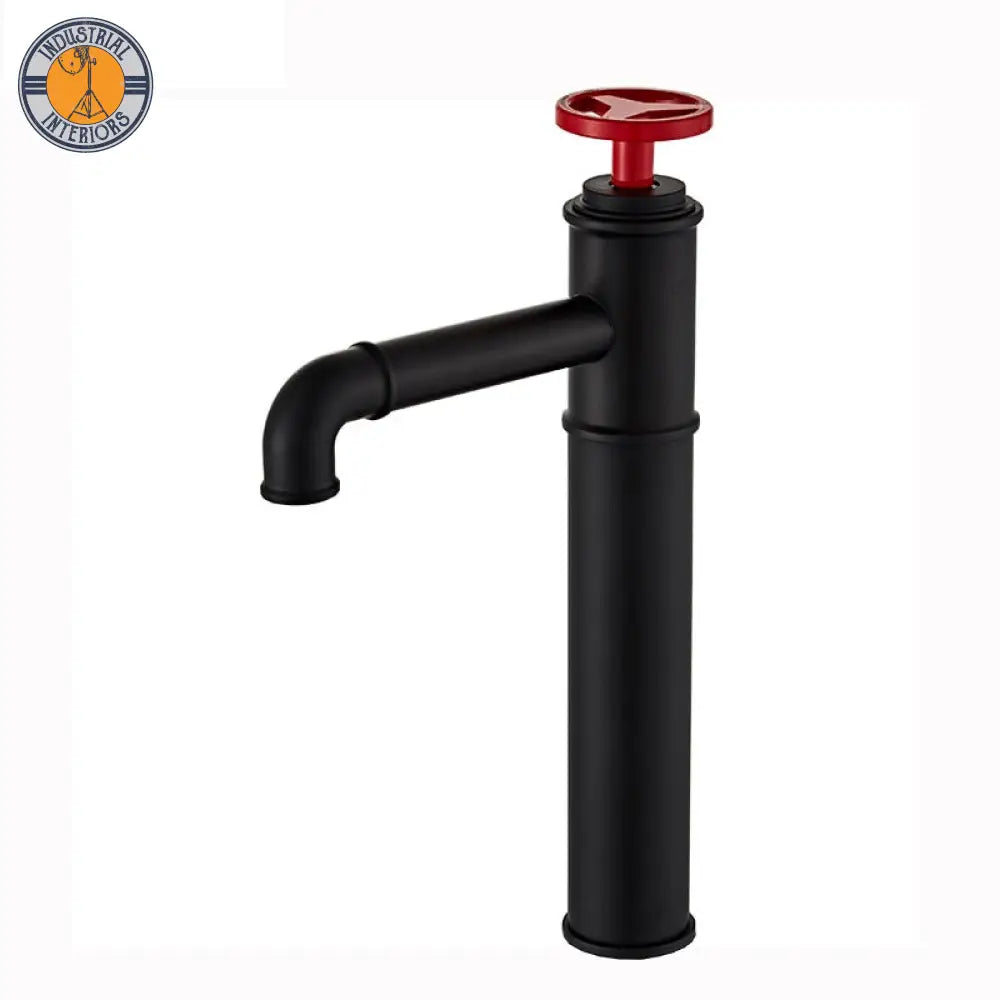 Industrial Style Hot Cold Tap Water Basin Faucet Black/Red High