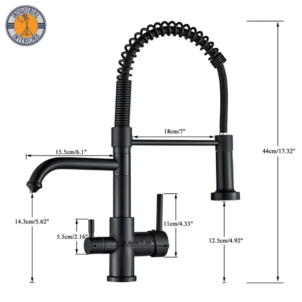 Matte Black Kitchen Filtered Faucet 360 Rotation Mixer