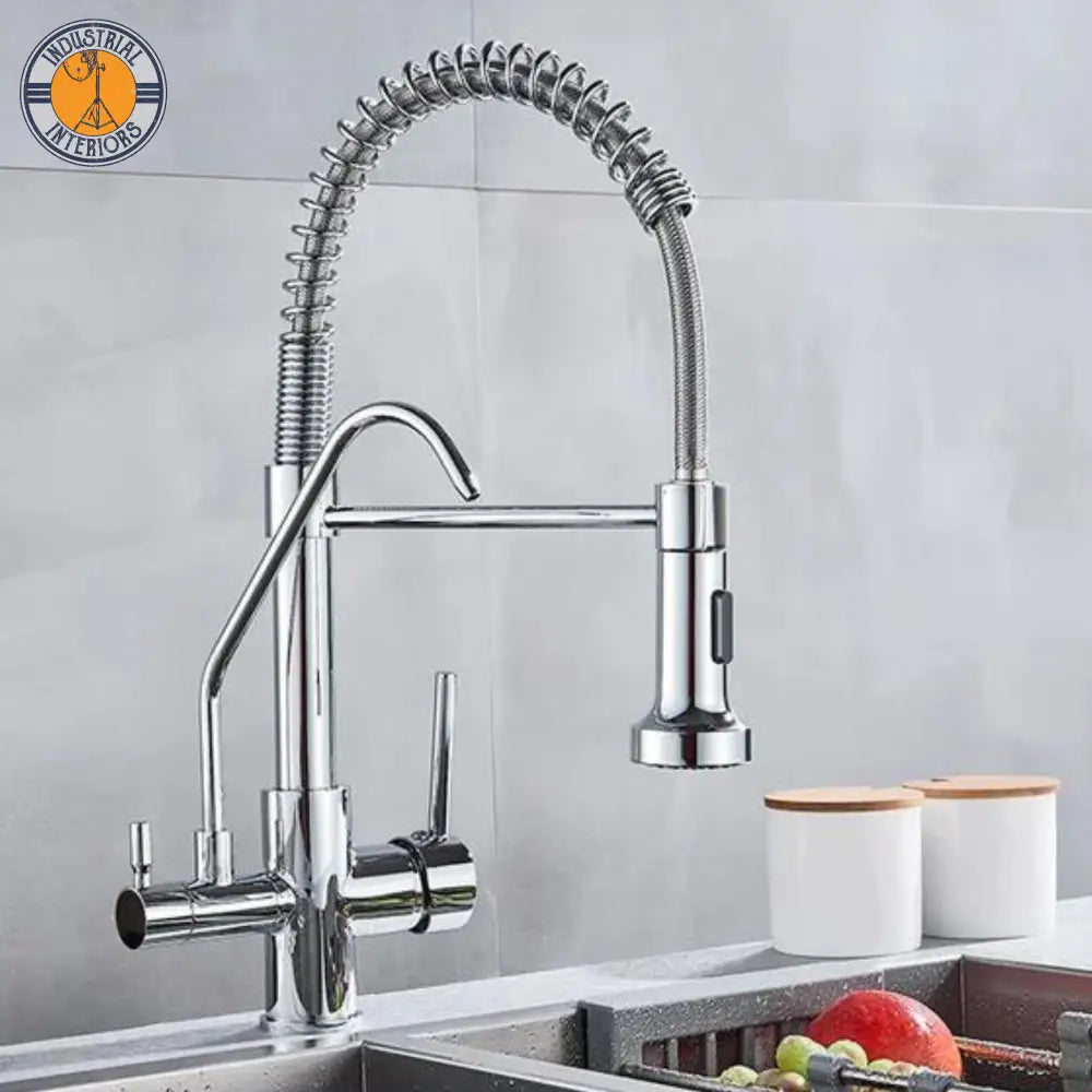 Matte Black Kitchen Filtered Faucet 360 Rotation Mixer Type B-Chrome