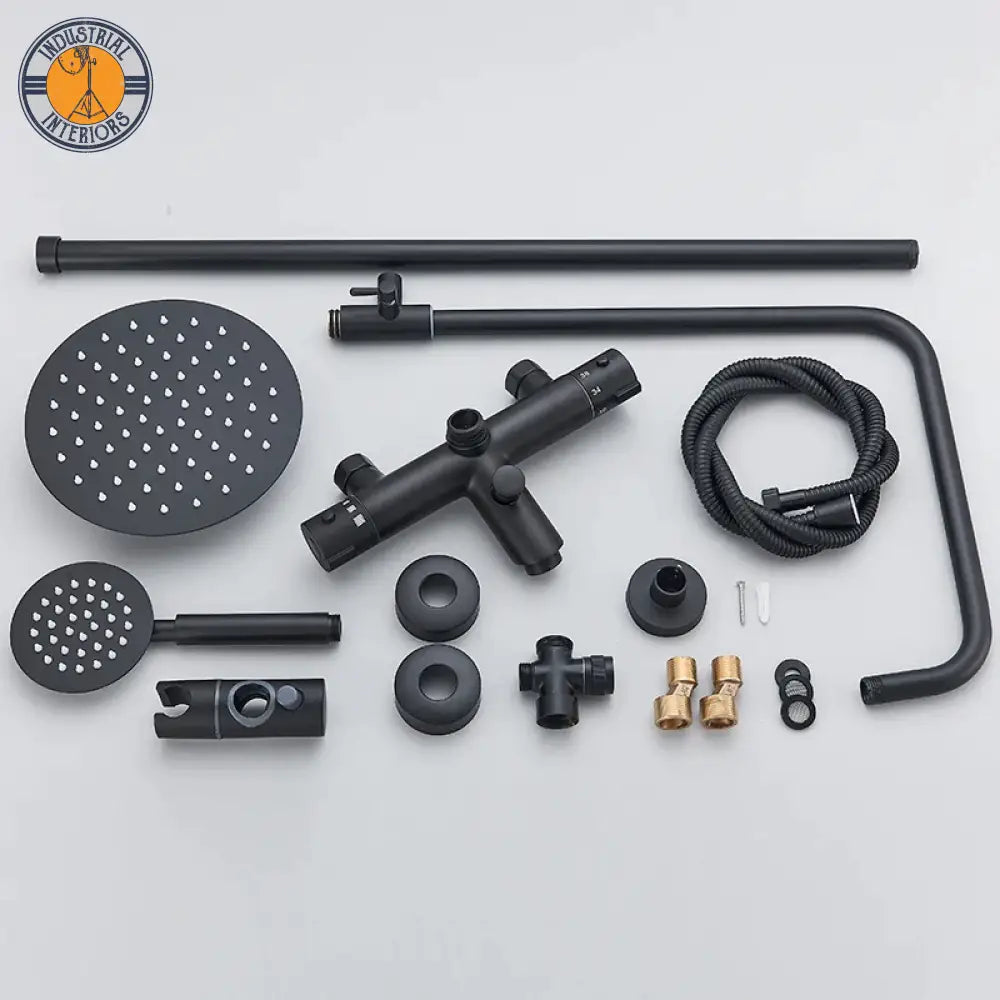 Matte Black Thermostatic Bathtub Shower Faucet