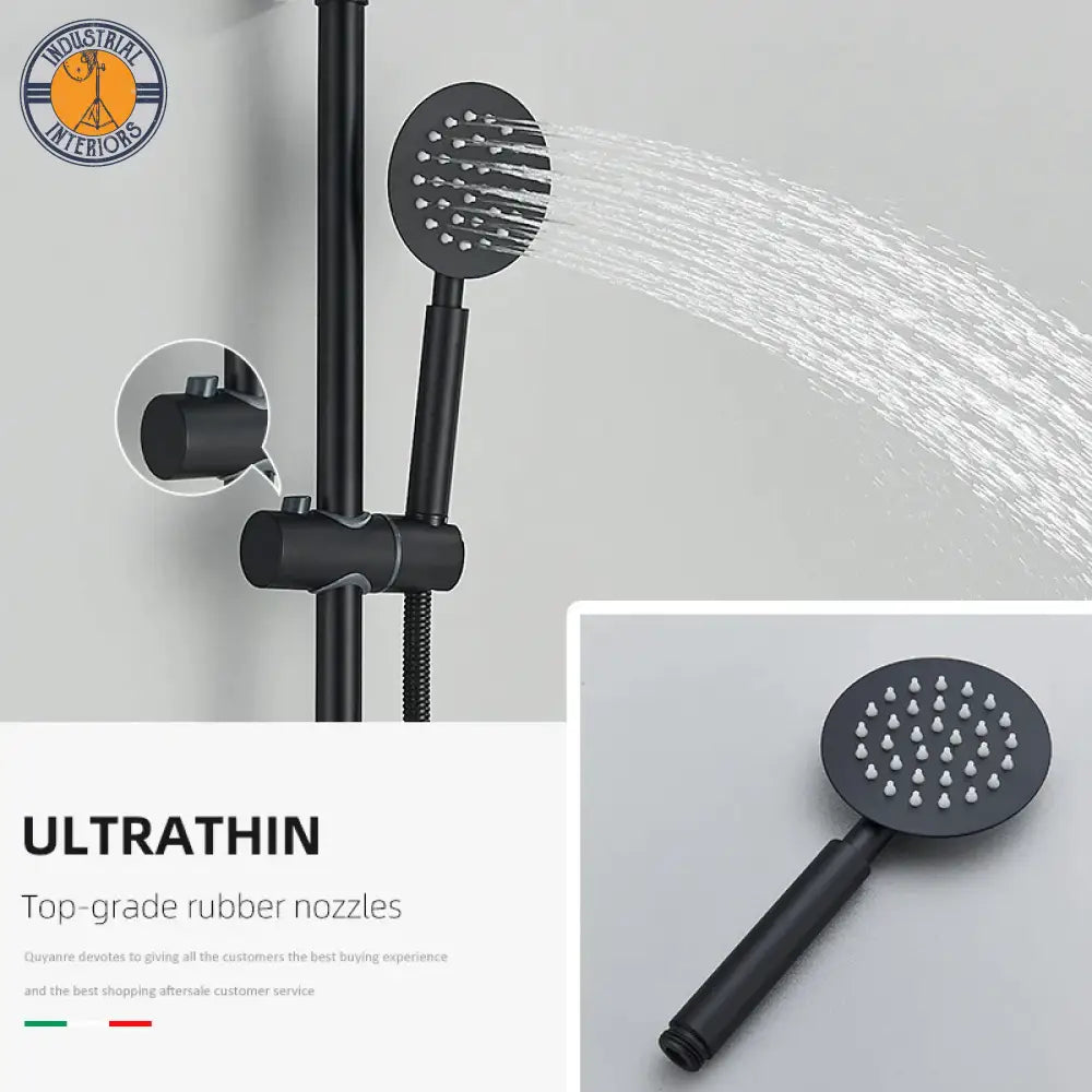 Matte Black Thermostatic Bathtub Shower Faucet