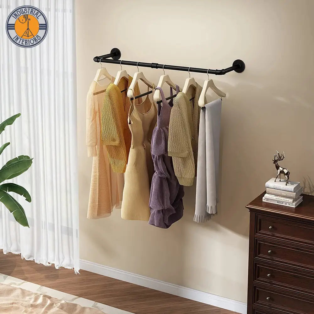 Multipurpose Wall Mounted Industrial Hanging Shelf Clothes Rack