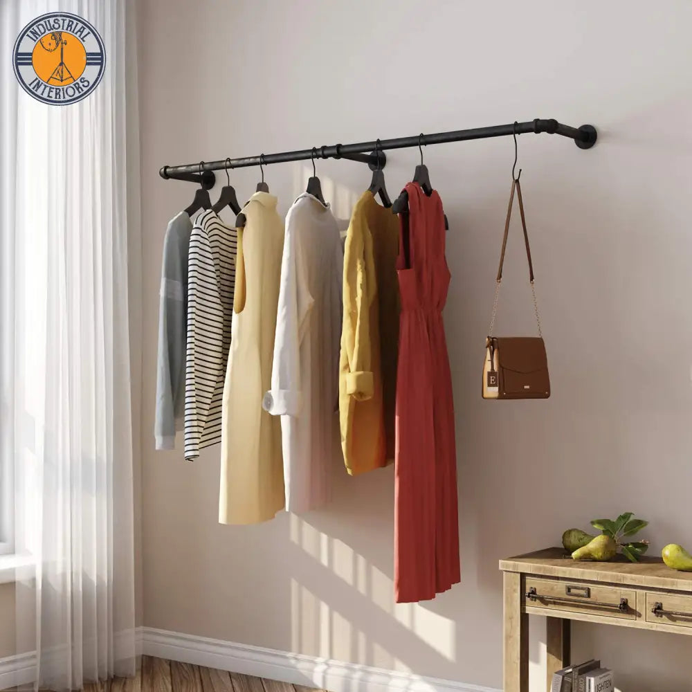 Multipurpose Wall Mounted Industrial Hanging Shelf Clothes Rack