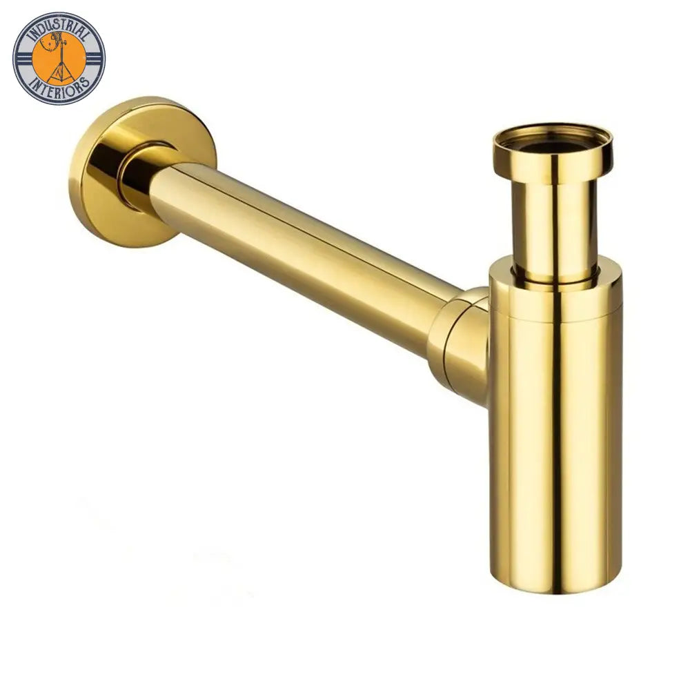 P-Trap Bathroom Drain High Quality Brass Body Polish Gold Plumbing