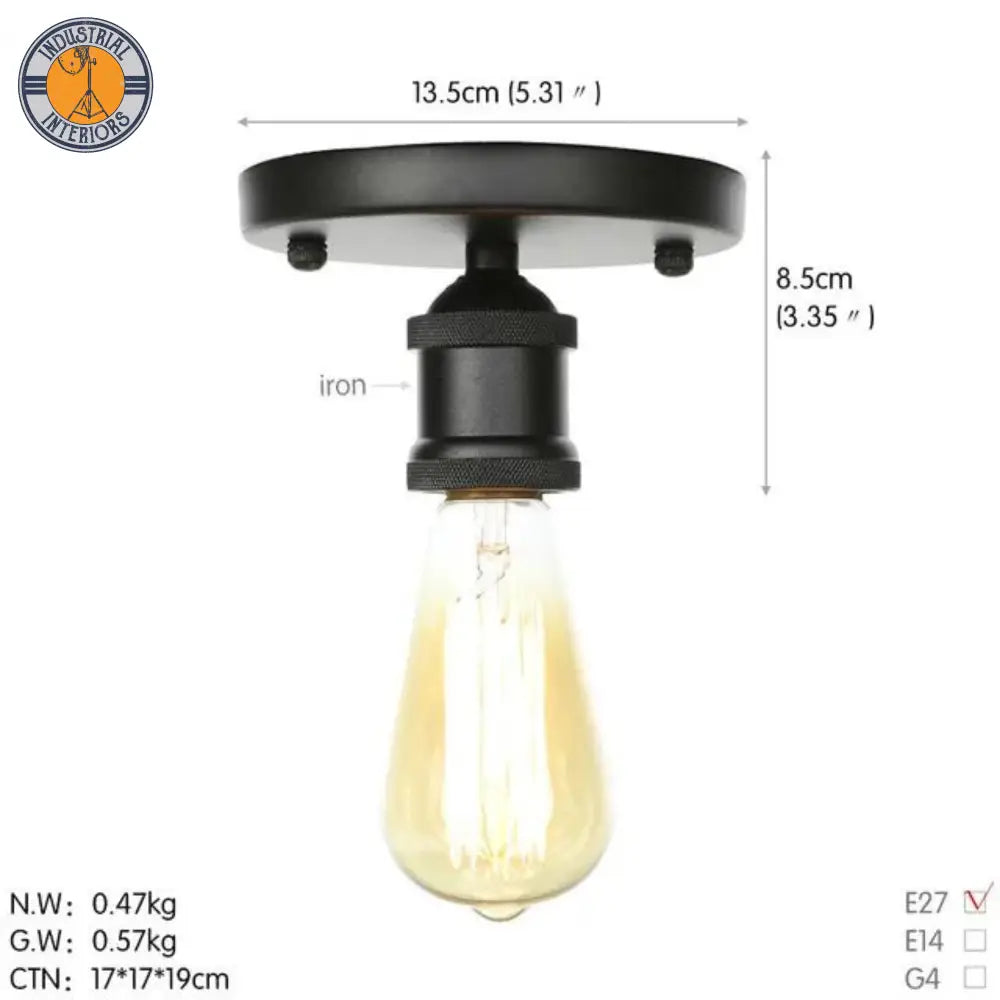 Porch Loft Industrial Light Fixtures Black / 4W