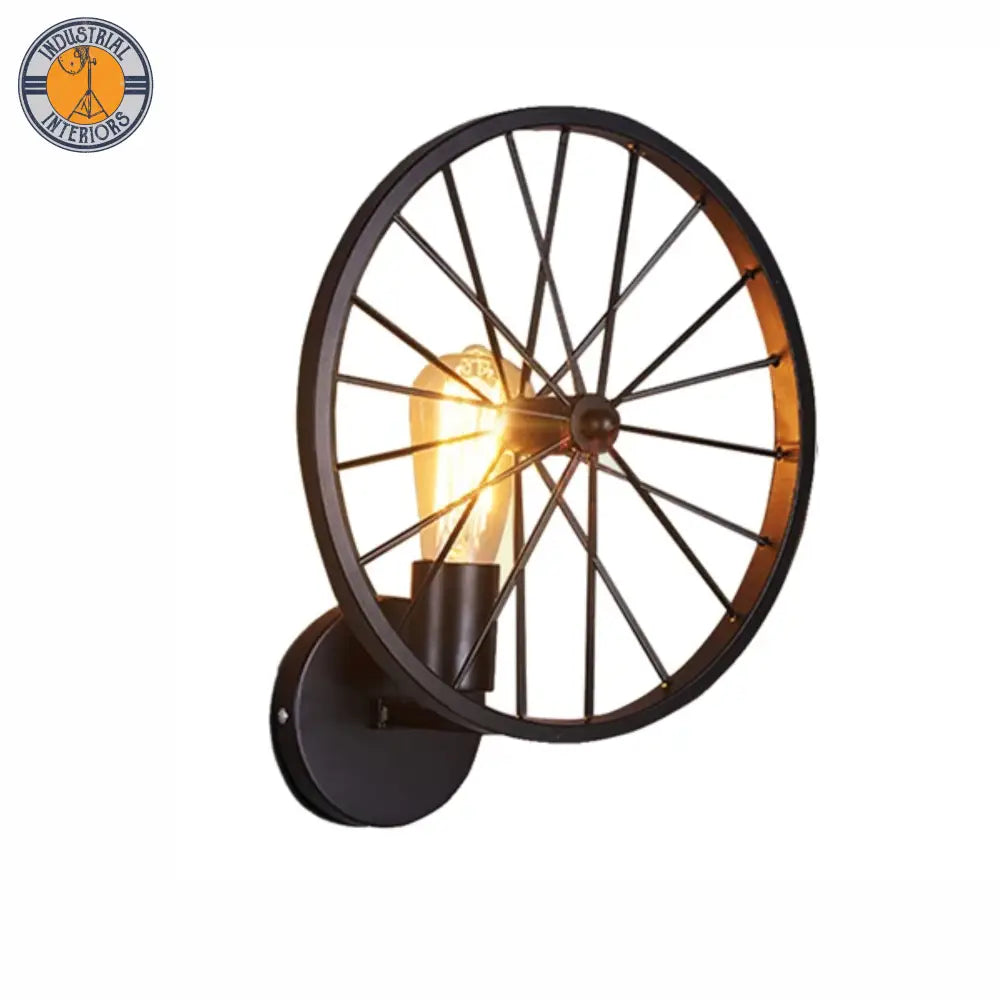 Retro Loft Wheel Wall Lamp Black Lighting