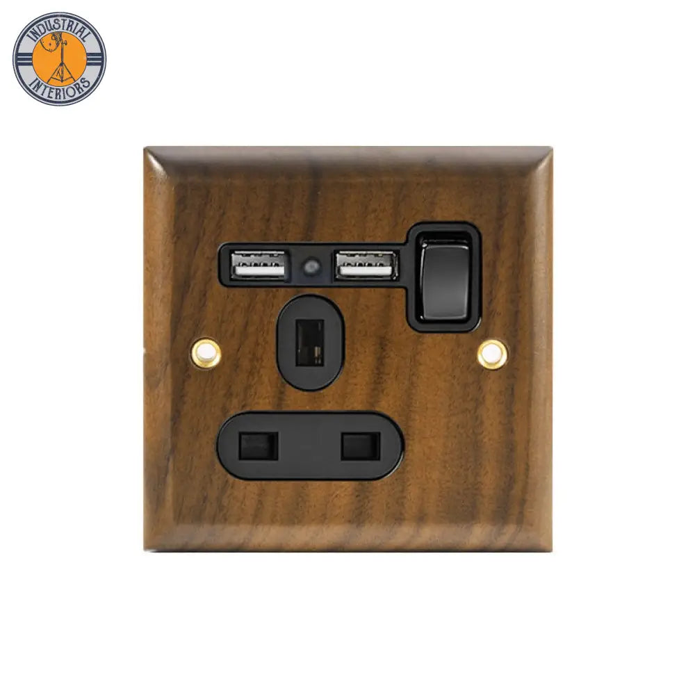 Retro Vintage Wall Lighting Switch Plate Socket Uk Usb Socket