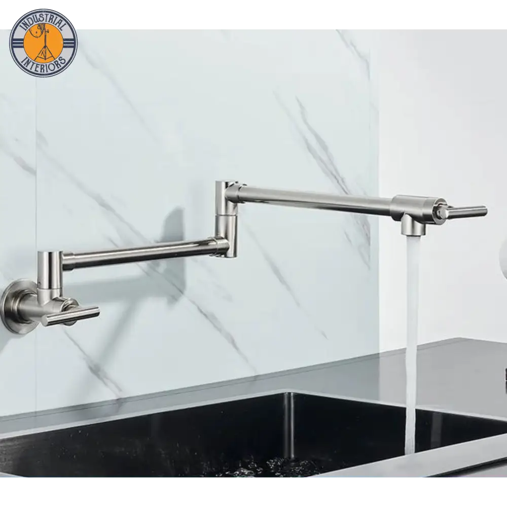 Rotation Side Spout Kitchen Faucet Single Lever Deck Mounted Brushed Nickel