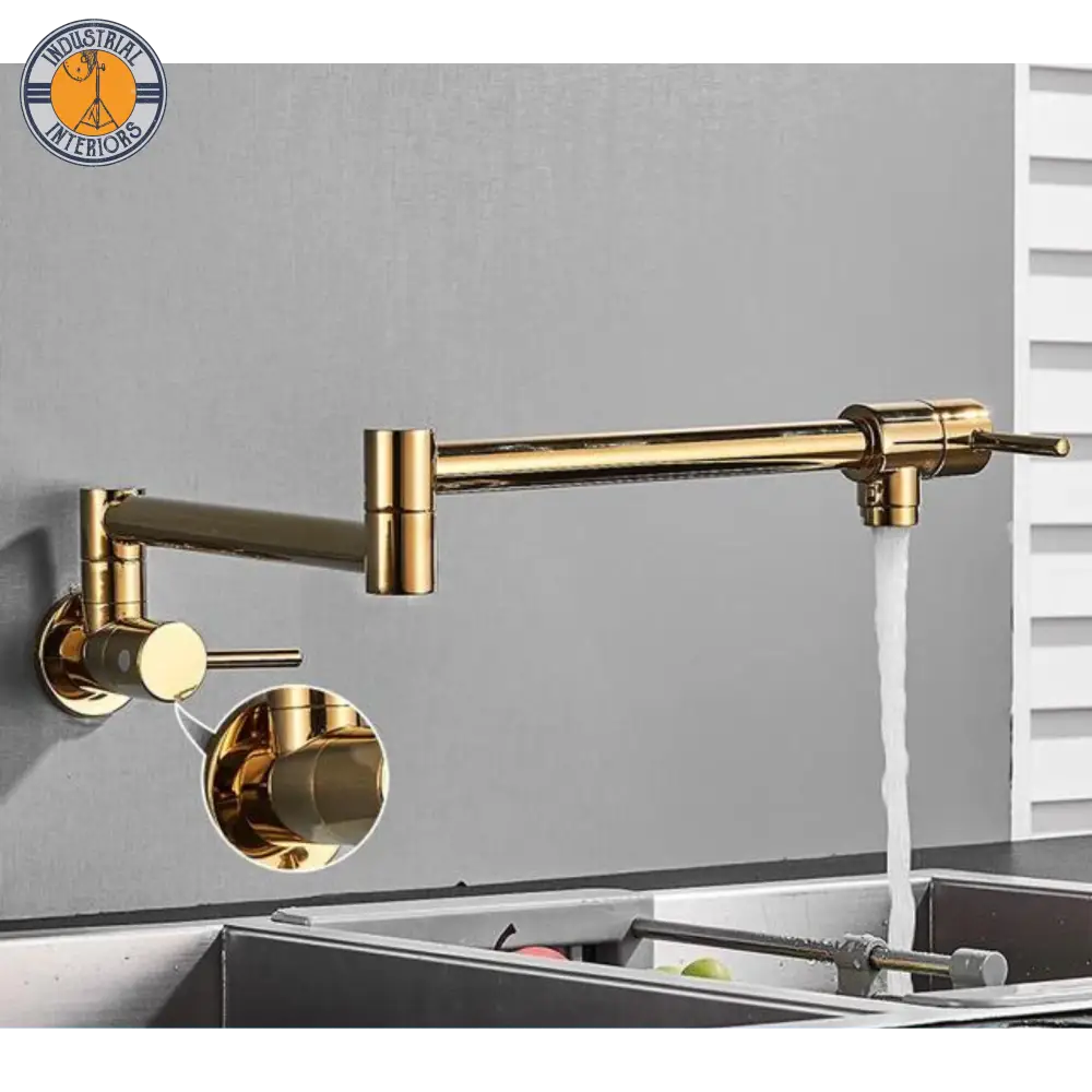 Rotation Side Spout Kitchen Faucet Single Lever Deck Mounted Gold