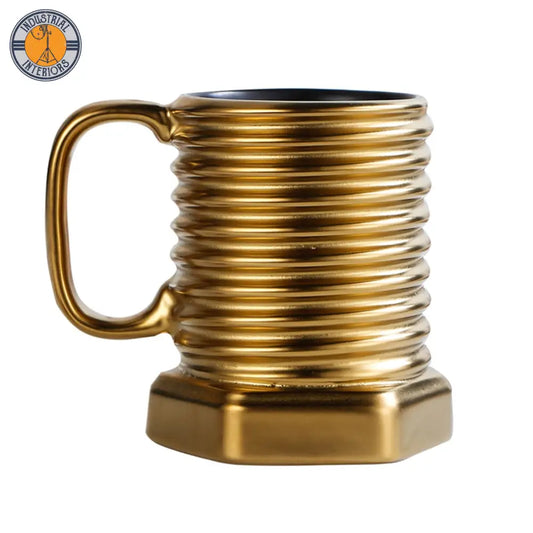 Screw Shape Ceramic Coffee Mug/Drinking Cup Gold Mug