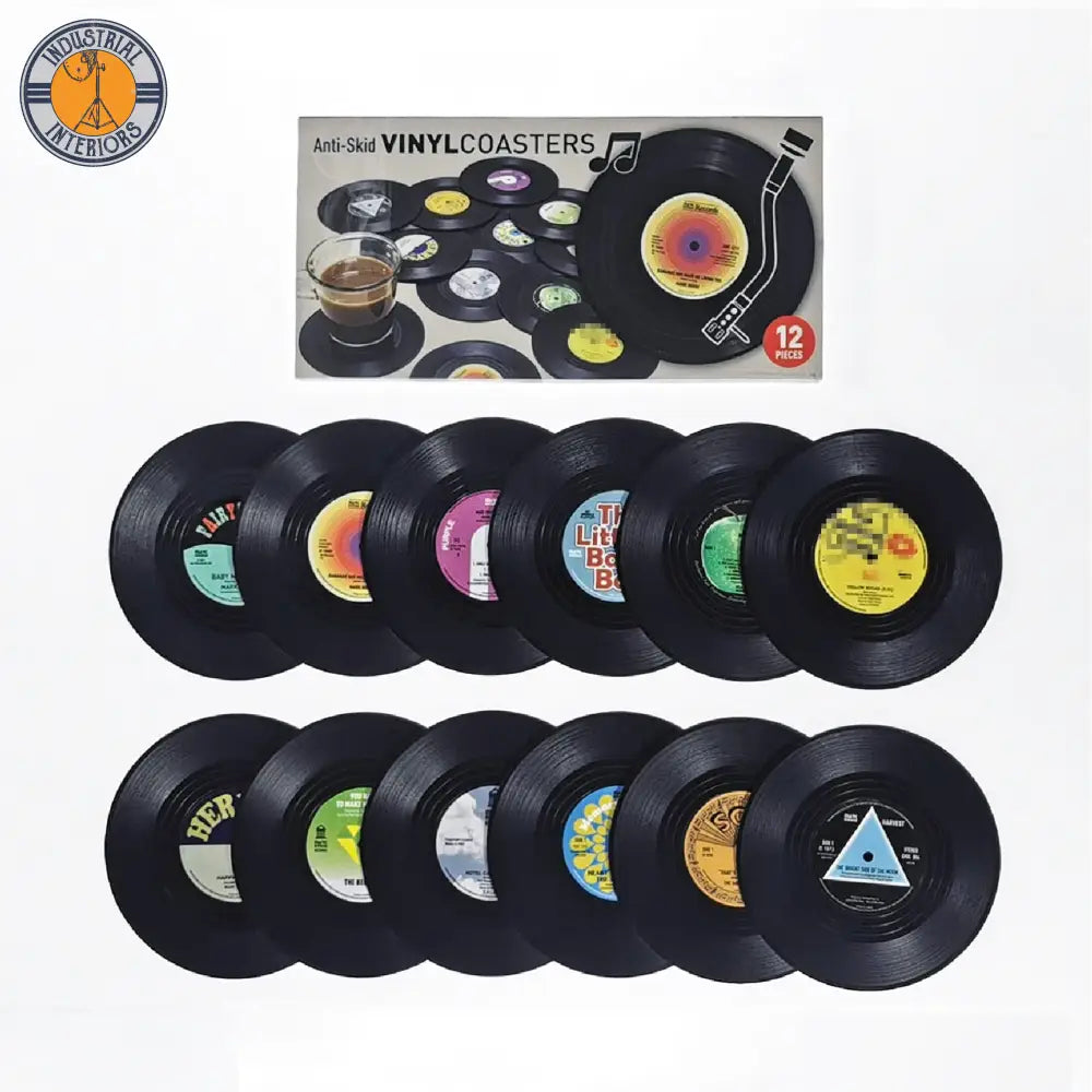 Set Of 6 Vinyl Retro Record Disk Coasters For Drinks 12Pcs No Holder Kitchen