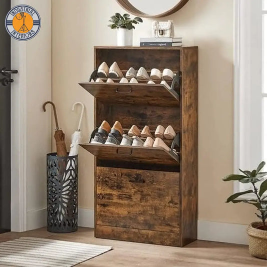 Shoe Rack With Wooden Compartments Shoe Rack