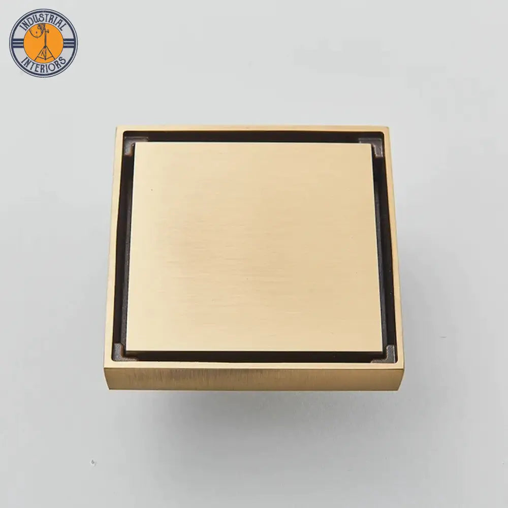 Square Invisible Bathroom Floor Shower Drain Brushed Gold