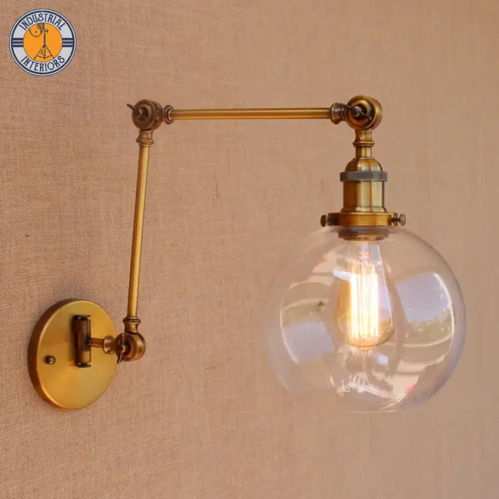 Vintage Wall Light Glass Swing Long Arm Fixtures Style 2