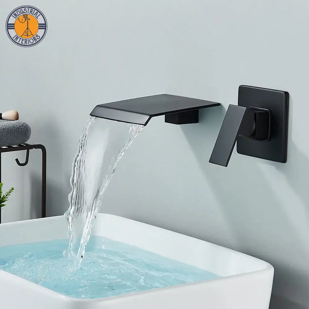 Waterfall Spout Basin Faucet Single Lever Chrome Bathroom Washing Mixer Tap Dual Hole Widespread