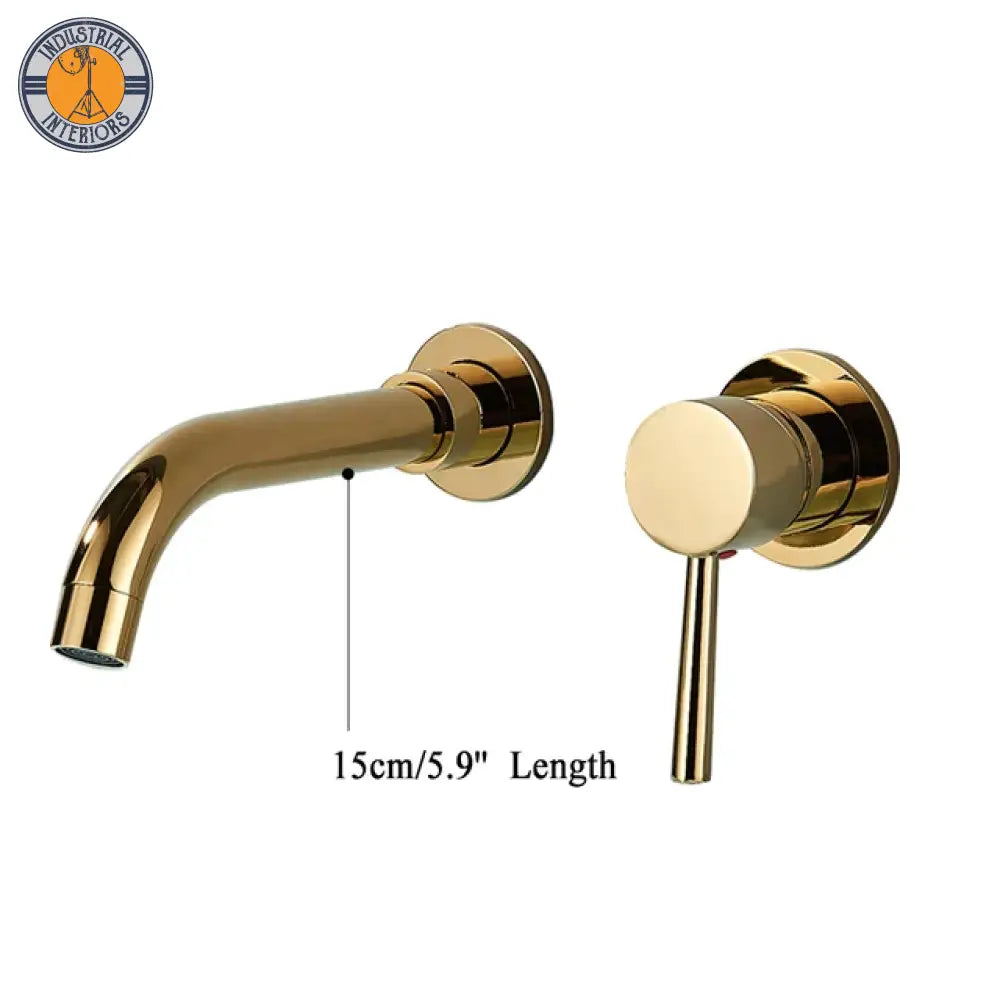 Free Shipping Black Bathroom Faucet Mixer Sink Tap Wash Basin Gold Hot Cold Water Wall Mount Spout