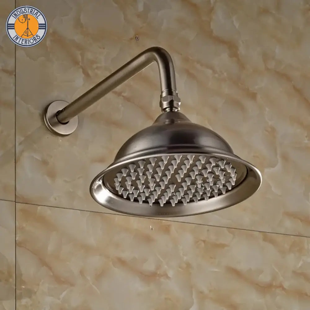 Nickel Brushed Wall Mount Rain Shower Head Stainless Steel With Brass Arm