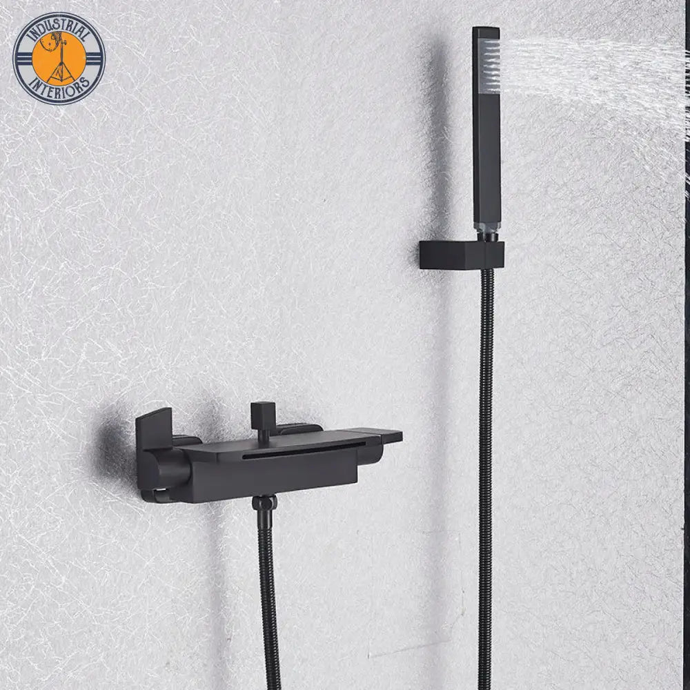 Myqualife Matte Black Bathroom Faucet 2 Function Bathtub Facuet Wall Mounting Cold And Hot Shower