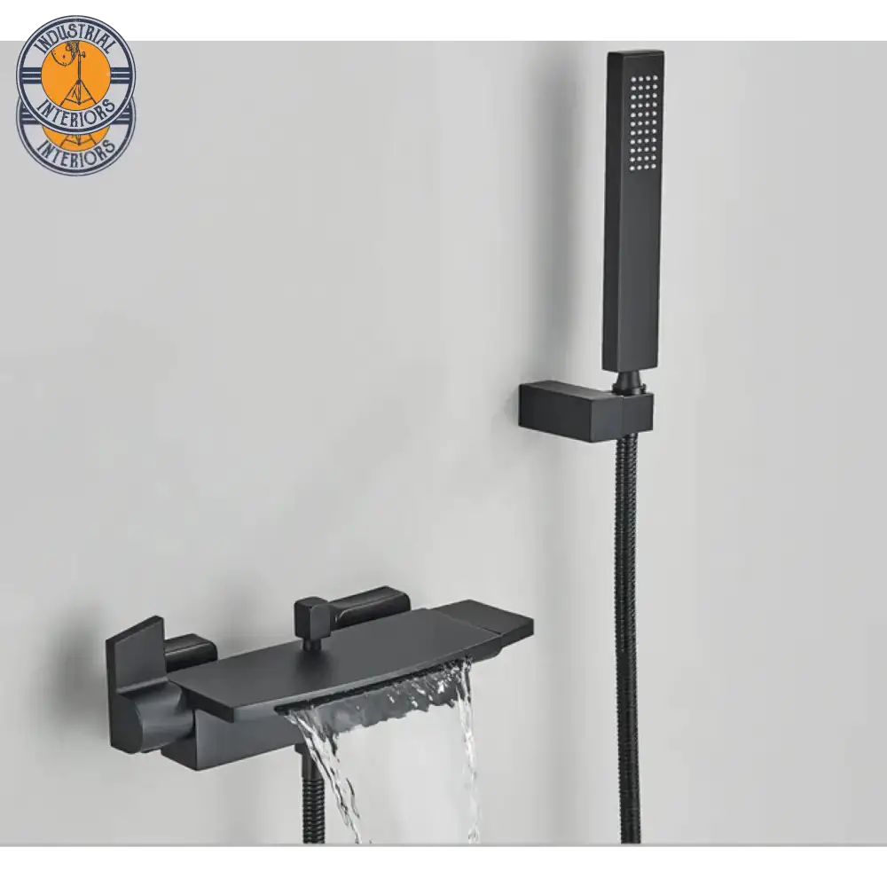 Wall Mounting Cold And Hot Shower Waterfall Faucet Black