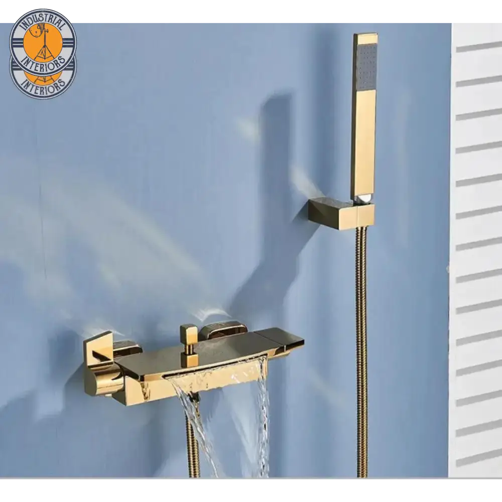 Wall Mounting Cold And Hot Shower Waterfall Faucet Gold